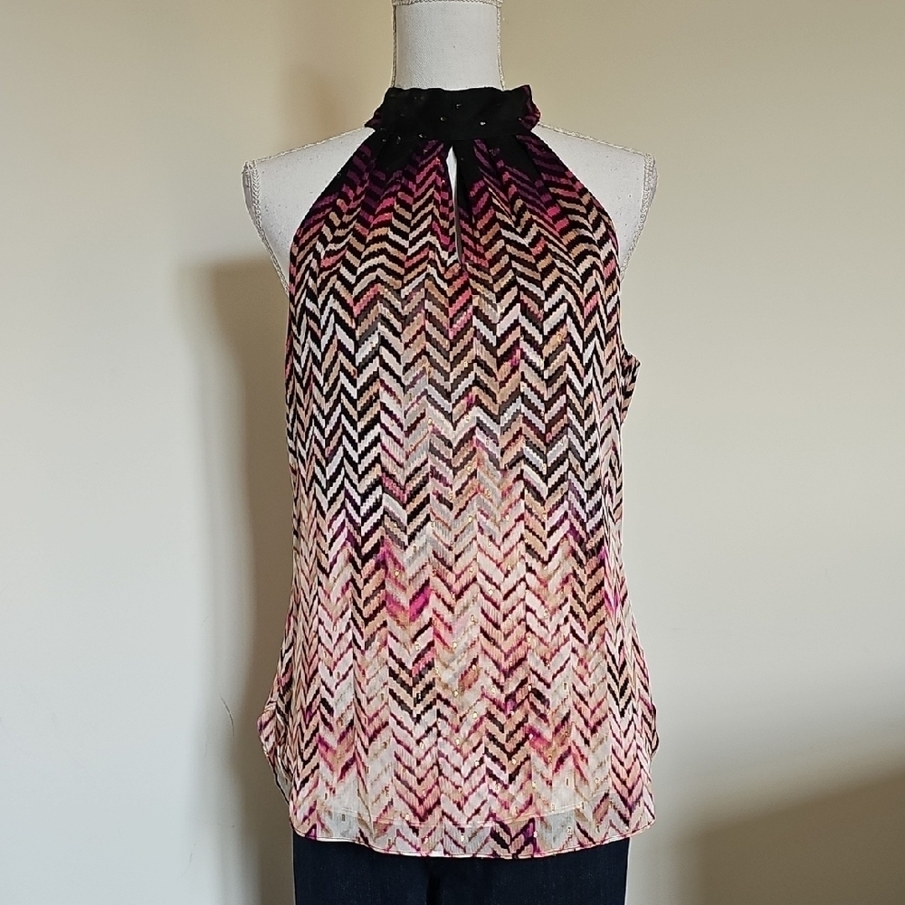 WHBM Women's Multicolor Chevron Halter Top